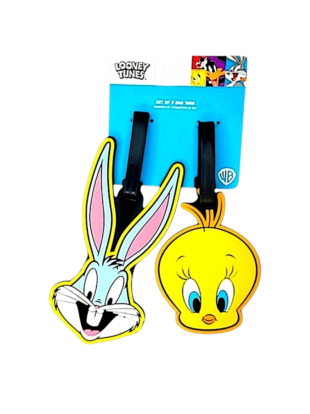 Warner Bros. Bugs Bunny & Tweety Luggage Tags - Yellow, Pink, Blue, Black
